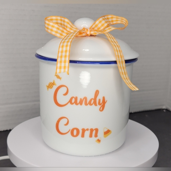 Halloween Candy Corn Canaster w/Lid - Picture 1 of 11